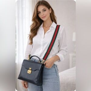 Gucci Parisian Trending Vintage Black Leather Crossbody Satchel Bag